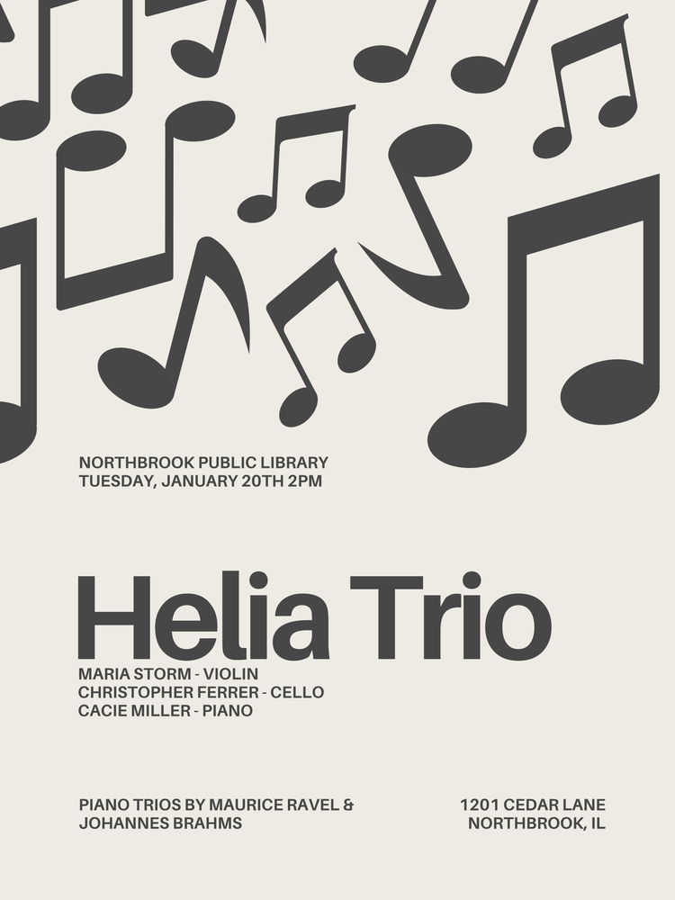 1.20, 2PM - Helia Trio at Northbrook Library